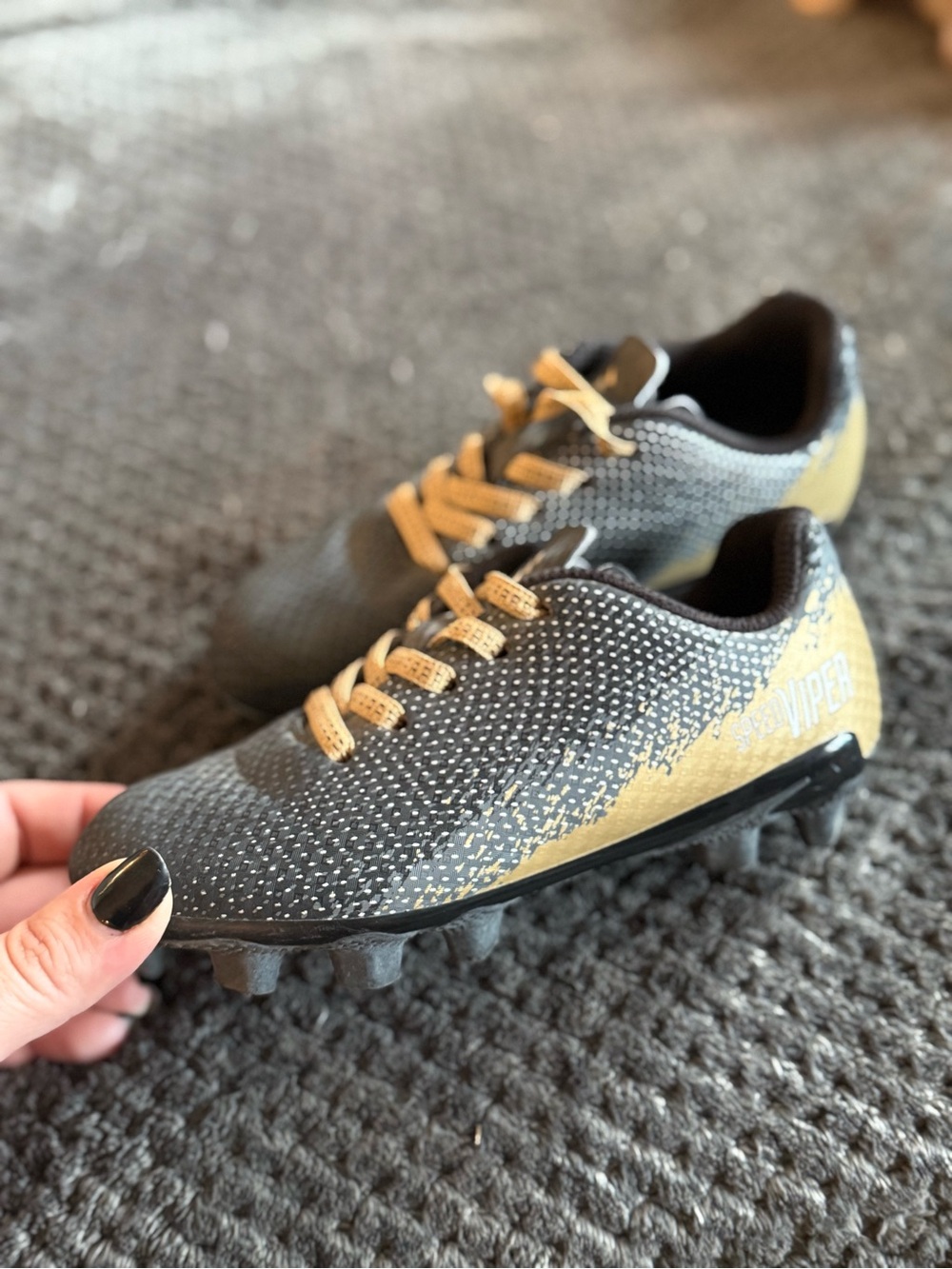 Kids Black and Gold Soccer Cleats